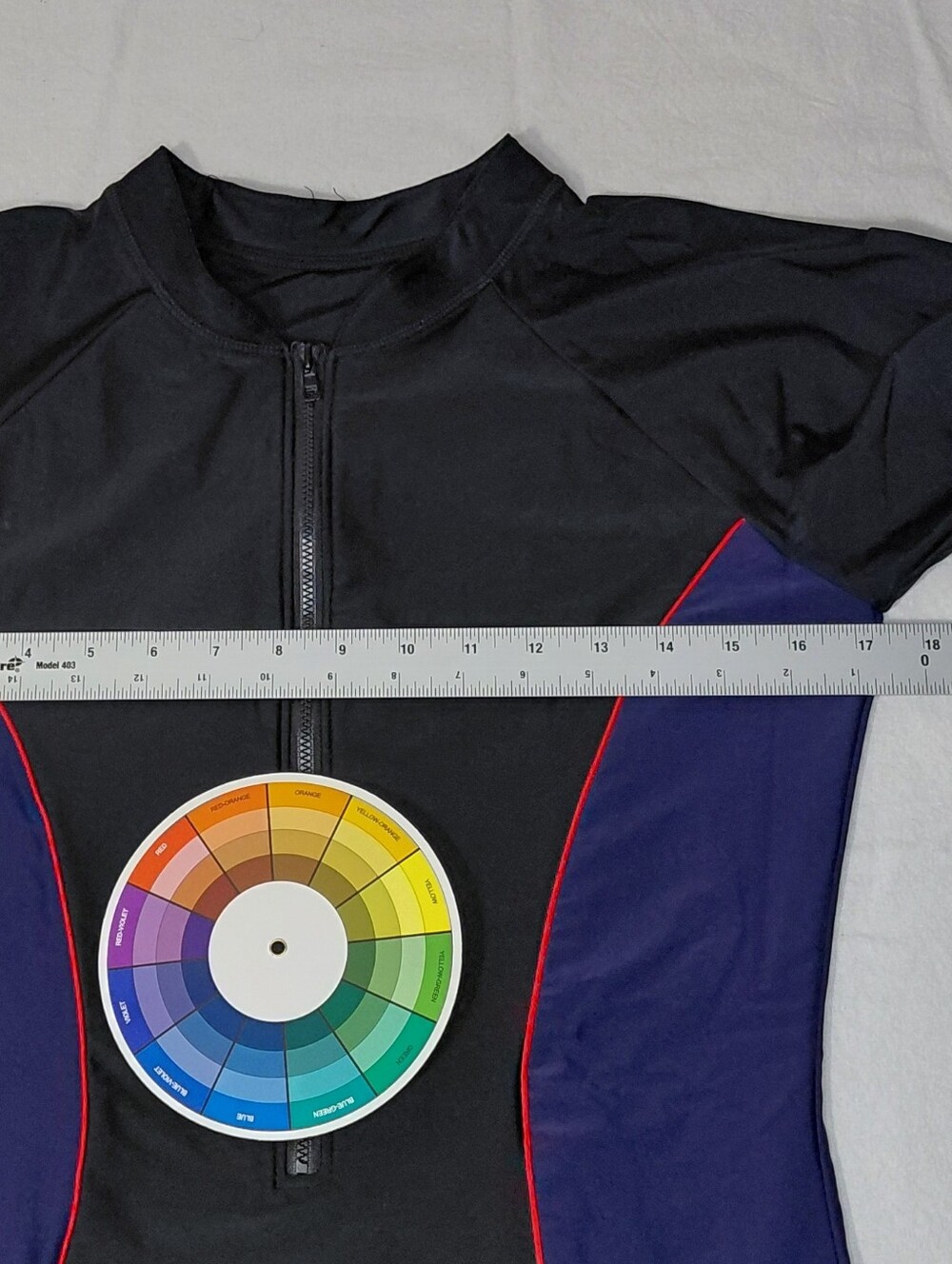 Long-Sleeve One-Piece Swim Suit with Navy Side Panels and Pink Piping - Picture 4 of 16